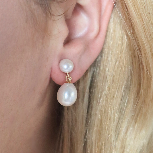 Julia Double Pearl Earrings - Clip On
