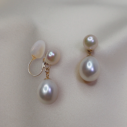 Julia Double Pearl Earrings - Clip On