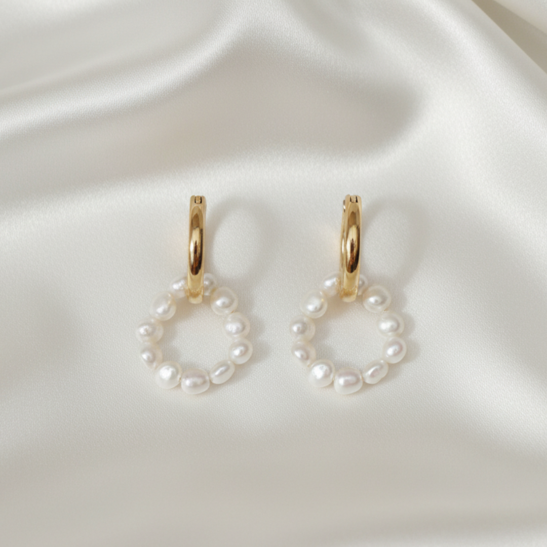 Lora 2 in 1 Pearl Hoop Earrings