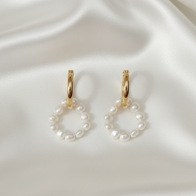 Lora 2 in 1 Pearl Hoop Earrings