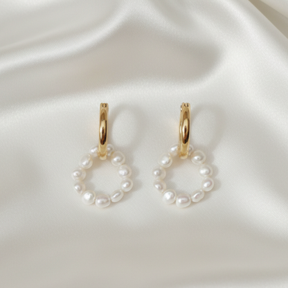 Lora 2 in 1 Pearl Hoop Earrings