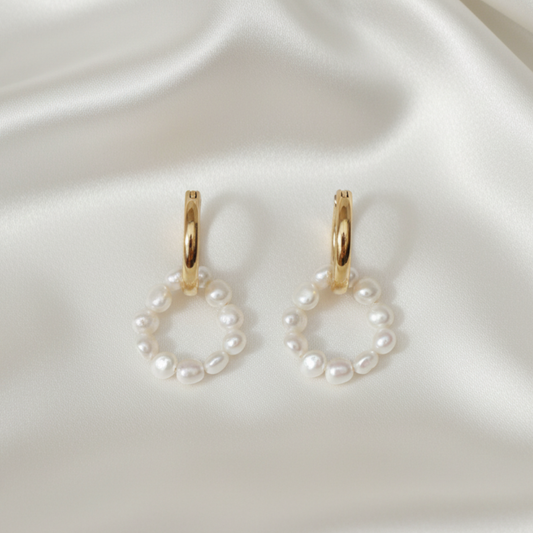 Lora 2 in 1 Pearl Hoop Earrings