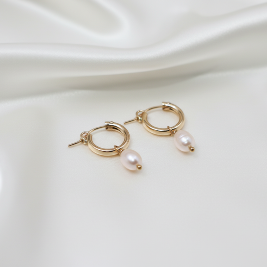 Ella Small 2 in 1 Pearl Hoop Earrings
