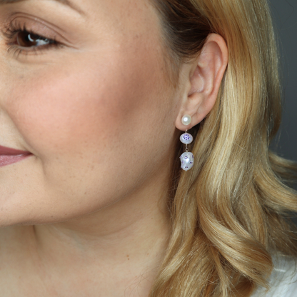 Lolita 3 in 1 Convertible Bejewelled Baroque Pearl Earrings