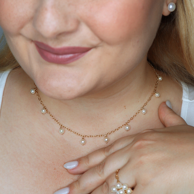 Alba Round Pearl Drops Necklace