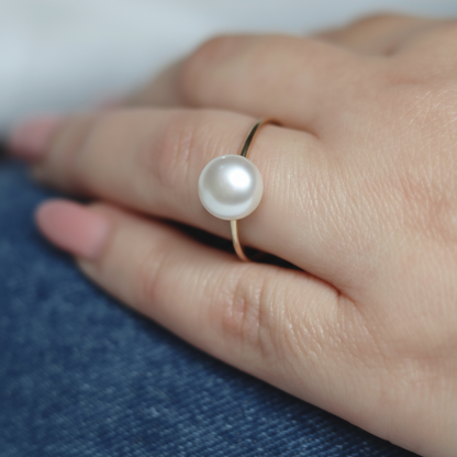 Eliza Button Pearl Ring