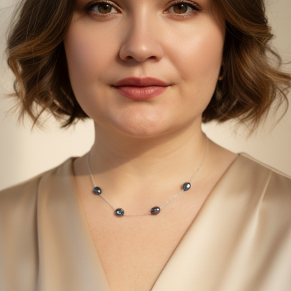 Leanna Four Black Pearl Chain Necklace