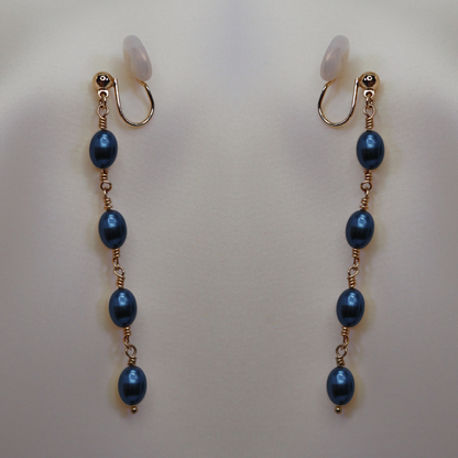 Amelia Drop Pearl Earrings - Clip On