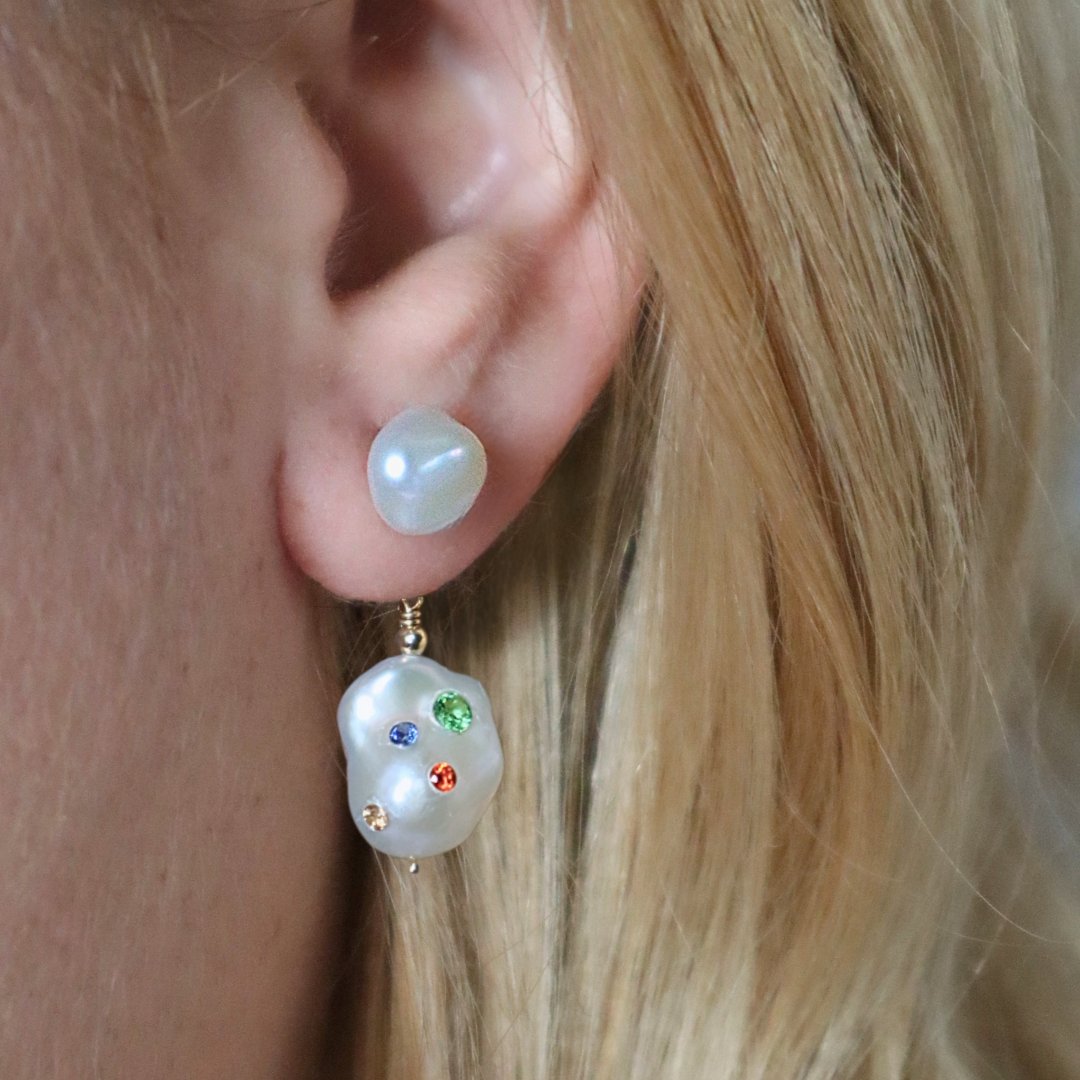 Gemmelle 3 in 1 Convertible Baroque Pearl Earrings