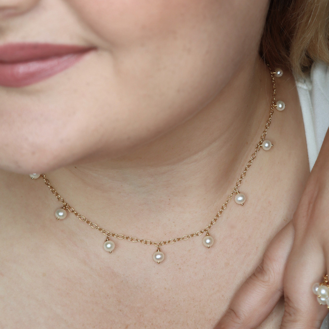 Alba Round Pearl Drops Necklace