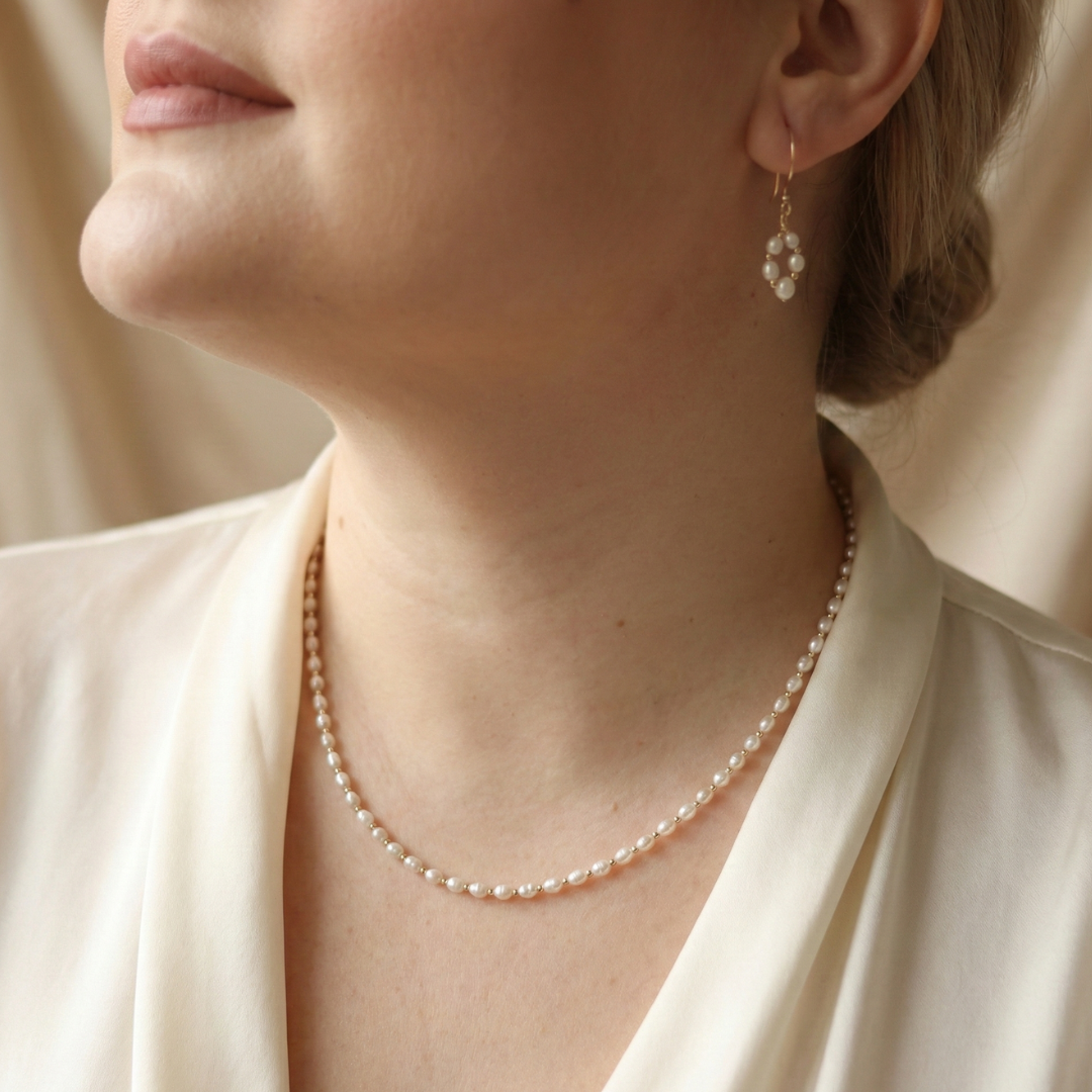 Phoebe Beads and Seed Pearl Necklace