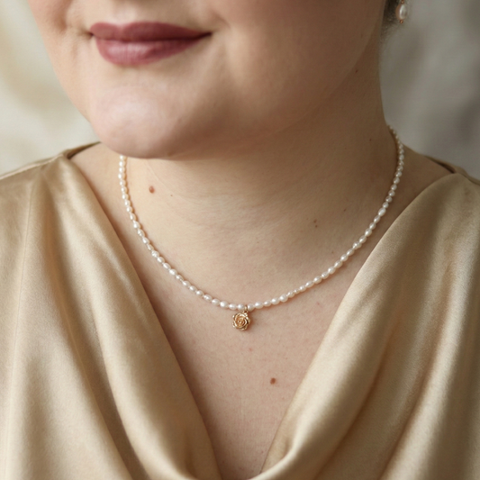 Rose Dew - Baroque Pearls with a Delicate Rose Charm