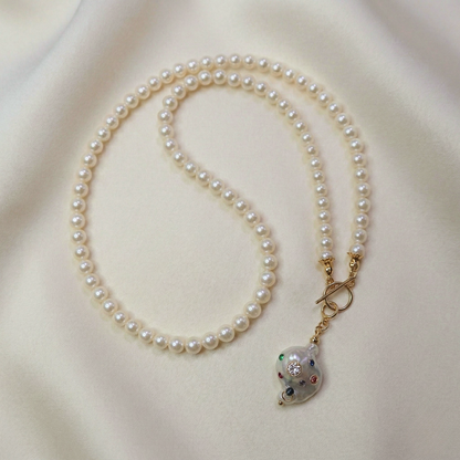 Gemma Bejeweled Baroque Pearl Charm with Clasp