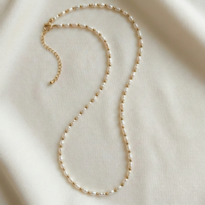 Phoebe Beads and Seed Pearl Necklace