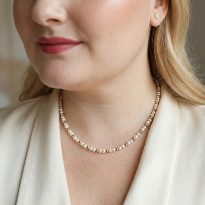 Ruby Beads and Pearls Cluster Necklace