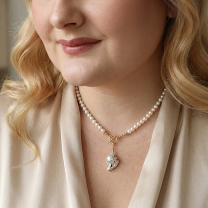 Gemma Bejeweled Baroque Pearl Charm with Clasp
