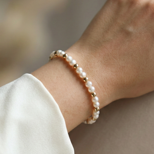 Ruby Pearl and Beads Cluster Bracelet