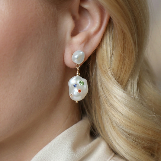 Gemmelle 3 in 1 Convertible Baroque Pearl Earrings