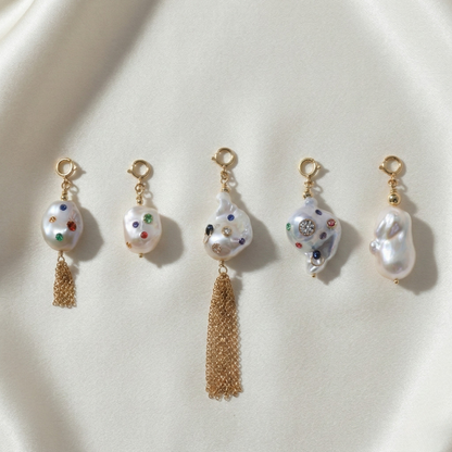 Gemmelle Bejeweled Baroque Pearl Charm with Clasp