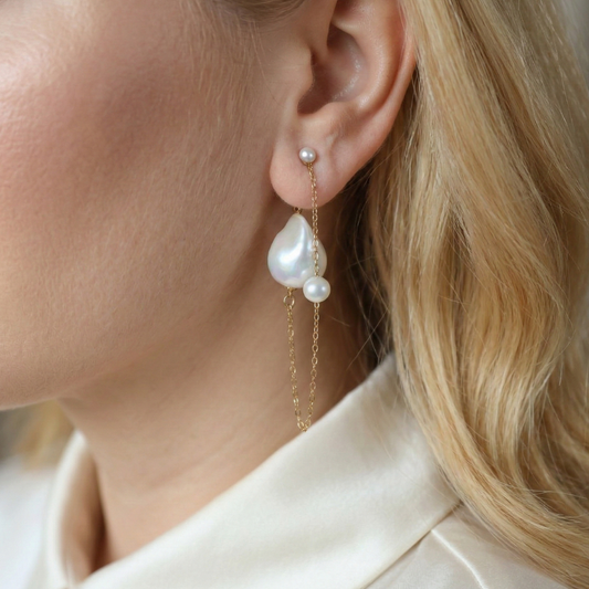 Delphine Backdrop Baroque Pearl Statement Earrings