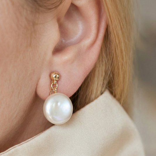 Maya Coin Pearl Earrings - Clip On