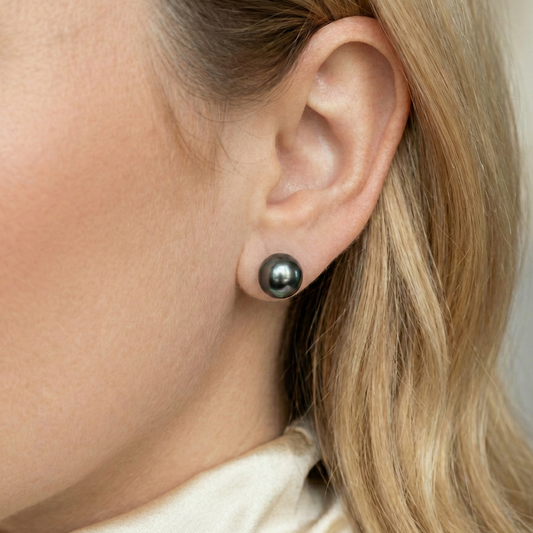 Vivi X-Large (10.5 mm) Black Pearl Stud Earrings