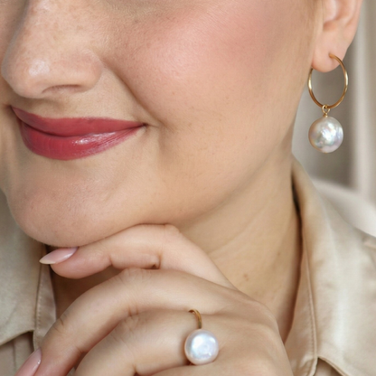 Maya 2 in 1 Coin Pearl Hoop Earrings