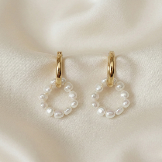 Rhea 2 in 1 Pearl Hoop Earrings