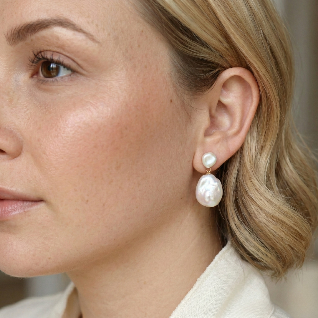Seraphine Sculptural Baroque Pearl Drop Earrings