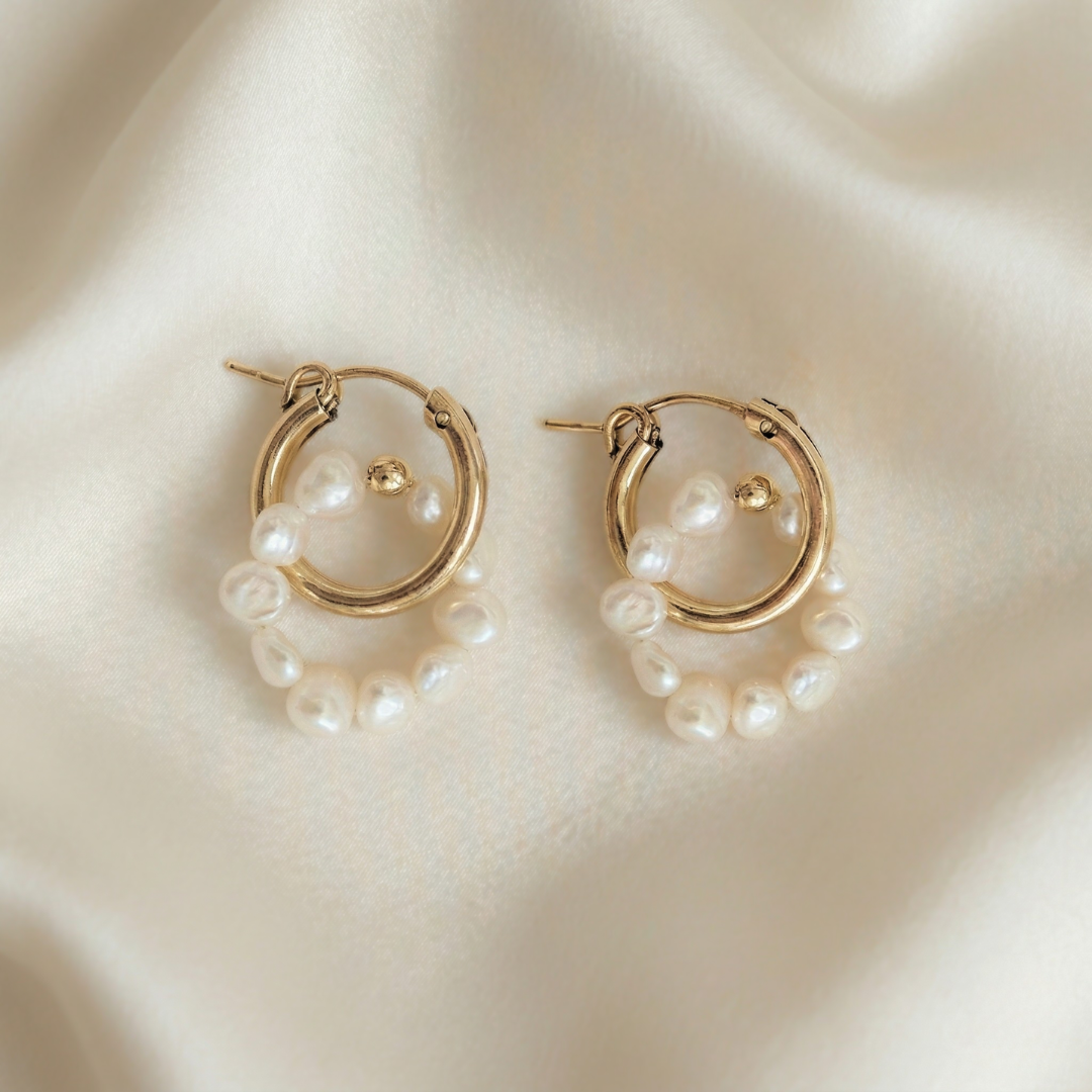 Rhea 2 in 1 Pearl Hoop Earrings
