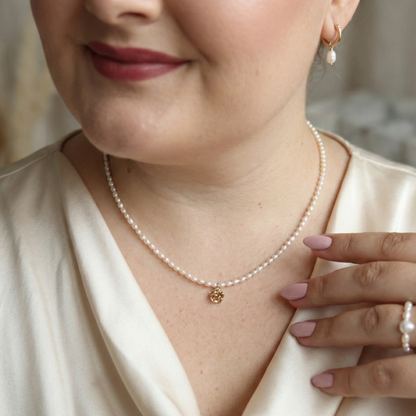Rose Dew - Baroque Pearls with a Delicate Rose Charm