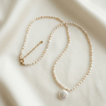 Maya Seed and Coin Pearl Necklace