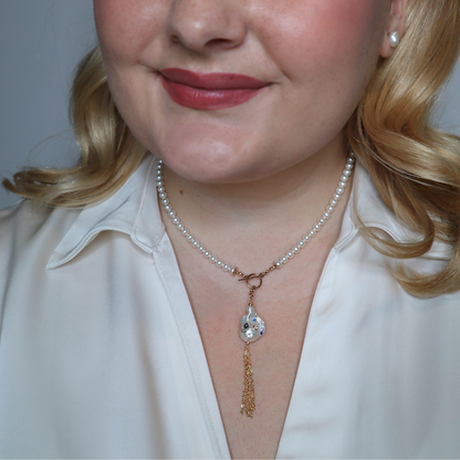 Gemma Baroque Tassel Bejeweled Pearl Charm with Clasp