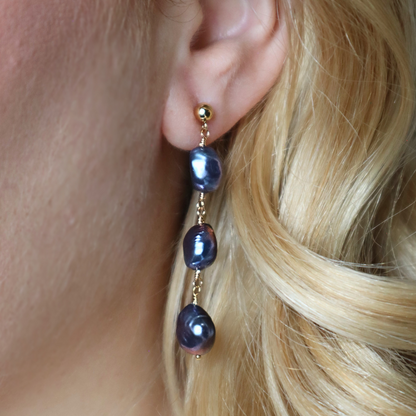 Elara Black Pearl Drop Earrings