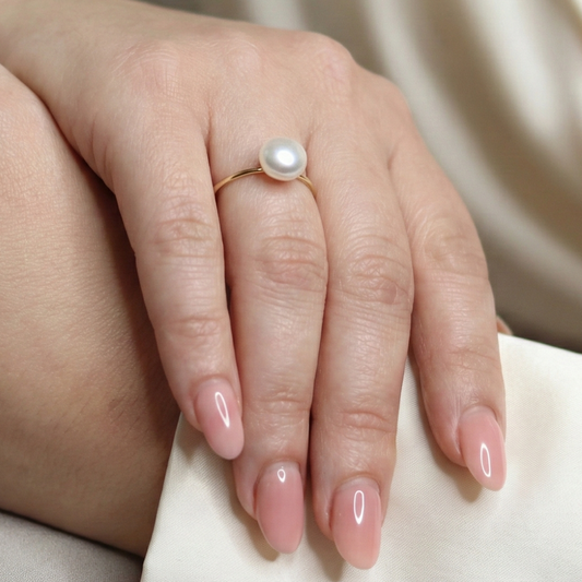 Eliza Button Pearl Ring
