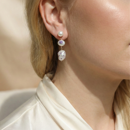 Lolita 3 in 1 Convertible Bejewelled Baroque Pearl Earrings