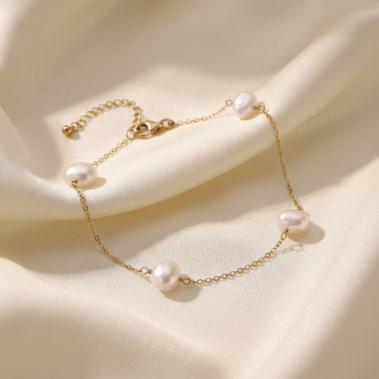 Luna Four Pearl Chain Bracelet