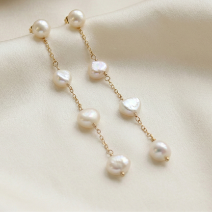 Luna Long Baroque Pearl Earrings