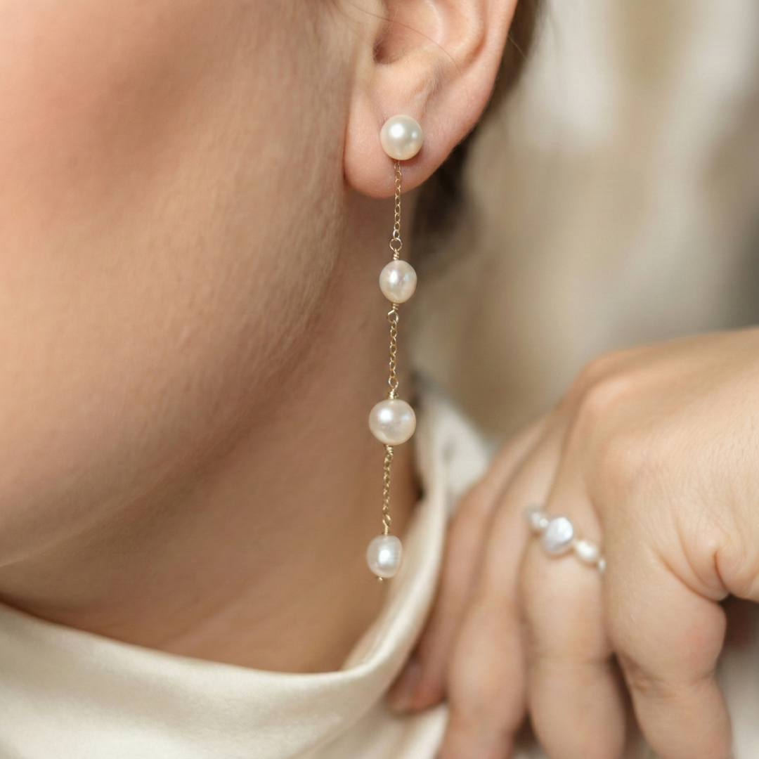 Luna Long Baroque Pearl Earrings