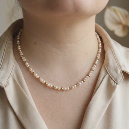 Ruby Beads and Pearls Cluster Necklace