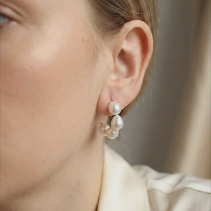 Damia Pearl Half Hoop Earrings