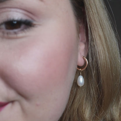 Ella Medium 2 in 1 Pearl Hoop Earrings