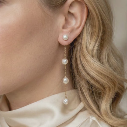 Luna 3 in 1 Convertible Long Baroque Pearl Earrings