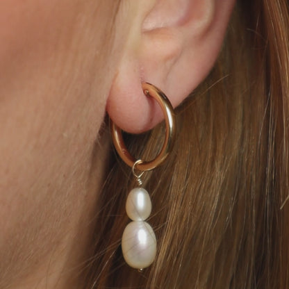 Ella 2 in 1 Double Pearl Hoop Earrings
