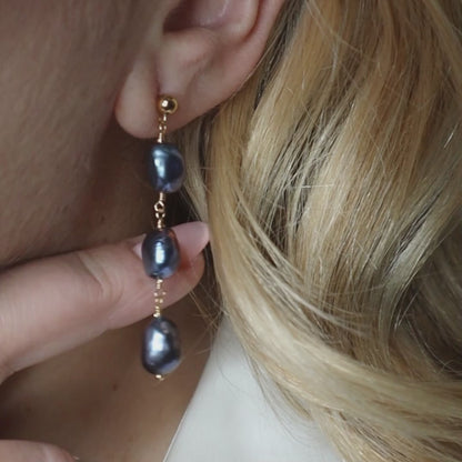 Elara Black Pearl Drop Earrings