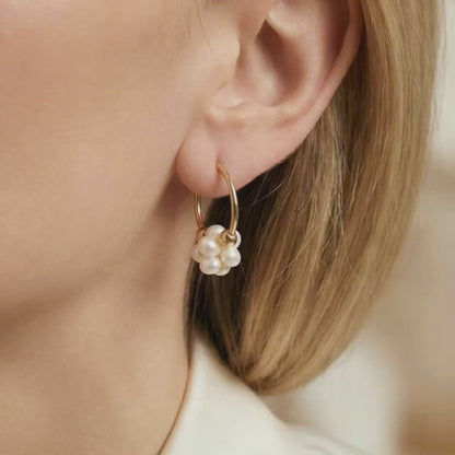 Rosalie Single Pearl Blossom Hoop Earrings