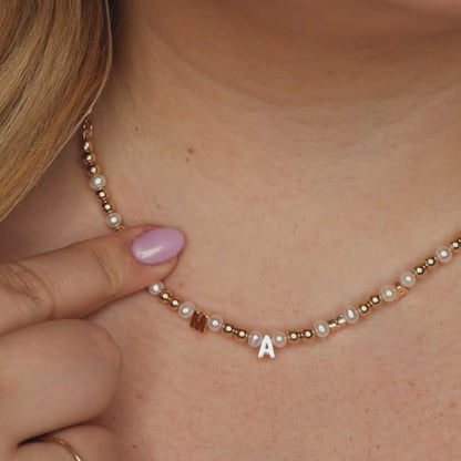 M-A-M-A  Beaded Pearl Necklace