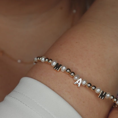 M-A-M-A  Beaded Pearl Bracelet