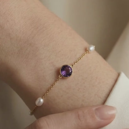 Ella Birthstone & Pearl Chain Bracelet