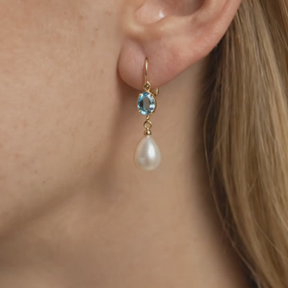 Sophia Birthstone & Teardrop Pearl Earrings